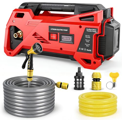 Pompe de transfert d'eau compatible avec batterie Milwaukee 18 V, pompe utilitaire électrique portable, pompe de transfert sans fil pour la maison, la piscine, le camping-car, le jardin, le jacuzzi