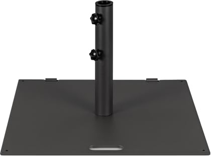 COSTWAY Base per Ombrellone 22,5 kg, Quadrato 60 cm, Adattatori 4/5 cm, 2 Ruote 2 Manopole Impugnatura Esterna, per Terrazza Piscina Spiaggia (Nero)