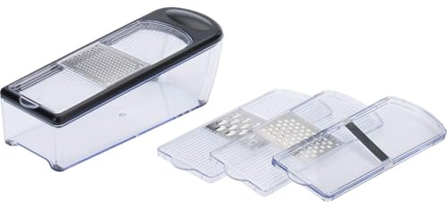 Westmark Turmreibe mit 3 Reibeflächen und Auffangbehälter, Höhe: 23,5 cm, Rostfreier Edelstahl/Kunststoff, Technicus-Trio, Silber/Schwarz/Transparent, 14332270