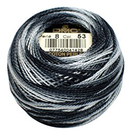 DMC Pearl Cotton Ball Size 8 87yd, Variegated Steel Grey