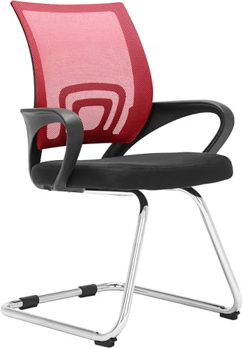CLP Freischwinger Eureka I Polsterstuhl mit Stoffbezug I Rückenlehne mit Netzbezug I Esszimmerstuhl mit Metallgestell Farbe rot