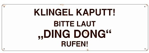 Interluxe METALLSCHILD Blechschild KLINGEL KAPUTT Eingangstür Haustür Geschenk Lustig Dekoration