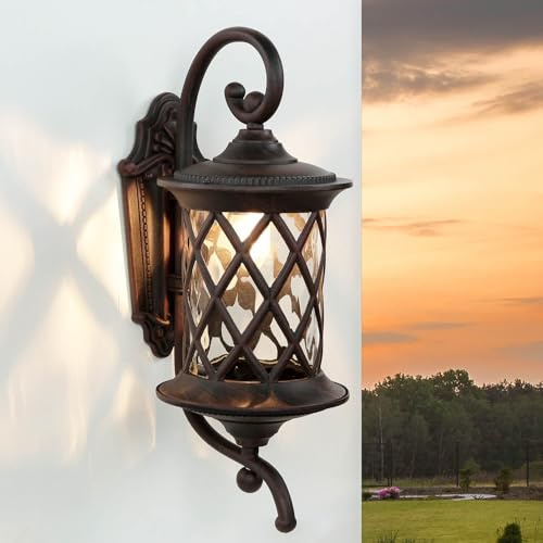 Licht-Erlebnisse Wandleuchte Außen Schwarz Aluminium IP23 Terrasse Garten T:23,5 cm E27 Laterne Nostalgie Rustikale Outdoor Wandlampe Hof LANTERN
