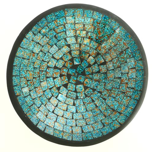 Runde Mosaikschale, handgearbeitet, Keramik, Design 20, mittel (Ø 37 cm) | Einzigartige Designs, ideal für Obst oder Dekoration, farbenfrohes Mosaik, aus Keramik & Glas