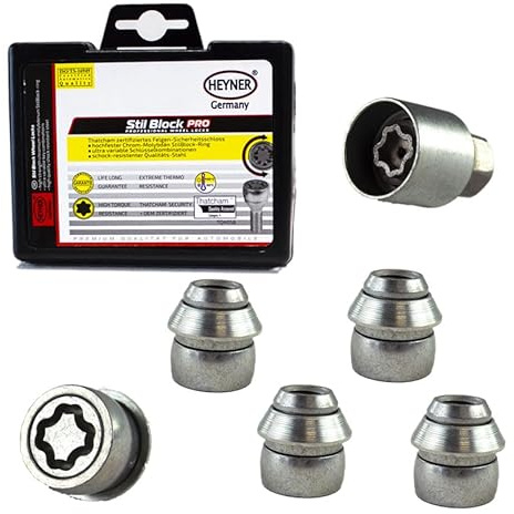 HEYNER Locking Wheel Nuts Fits Ford Fiesta Models 2008 To 2017 M12x1.5 Set 4 Locks Thatcham Security Bolts 980/5