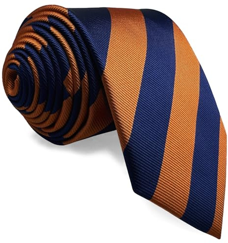 SHLAX&WING Nouveau Bleu Naranja Rayures Corbatas Para Hombre Set Costume d'affaires Long Maigre