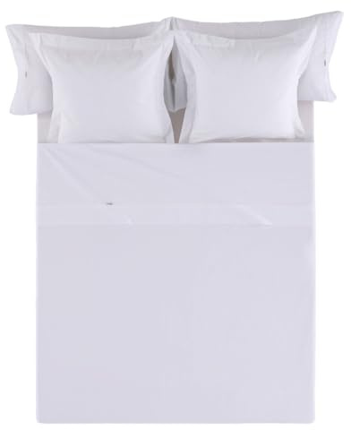 ESTELIA - Sábana encimera satén, Color Blanco - Cama de 90 cm. - 100% Algodón - 300 Hilos