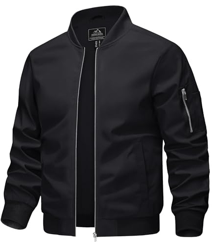 KEFITEVD Hommes Printemps Moto Cargo Jacket Casual Mince Baseball Sport Manteau De Mode Outwear Armée Dogfight Vestes,Noir,M/étiquette taille L