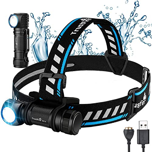 TrustFire MC18 Taschenlampe mit leistungsstarkem Ausgang, max. 1200 Lumen, Entfernung 115 m, mit 1 x 18650 Akku und Kopfband