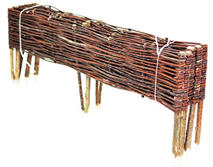 Beeteinfassung Weide 10er Set Weidenzaun Rasenkante Beetumrandung 100cm Steckzaun Zaun Naturzaun 40cm Höhe