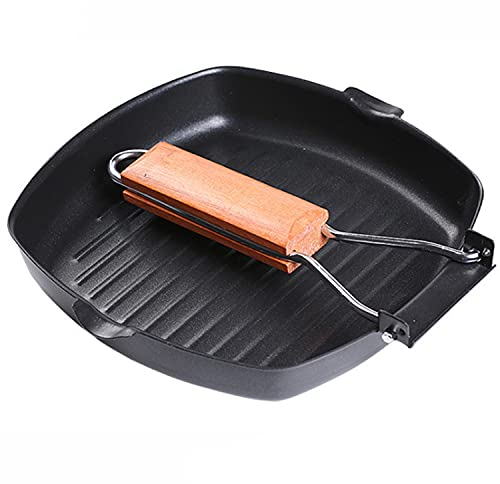 Quadratische Antihaft-Pfanne Mit Klappgriff Grillpfanne Bratpfanne, Antihaft-Eisen-Steak-Pfanne, Quadratische Frühstückspfanne-24 x 24cm