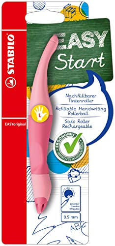 STABILO - Ergonomischer Tintenroller für Linkshänder - EASYoriginal Pastel in rosiges Rouge - blau (löschbar) - inkl. Patrone - Blister