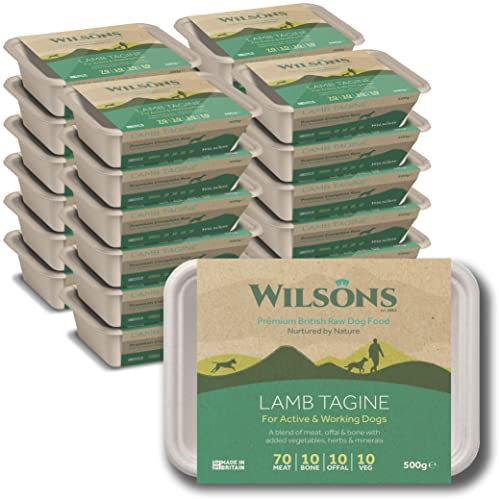 Wilsons - Premium Raw Frozen Wet Dog Food, Hypoallergenic, Grain Free, Natural Ingredients, Multipack, Suitable for Adult Dogs and Puppies 2 Months and Up (Lamb Tagine) (24 x 500g)