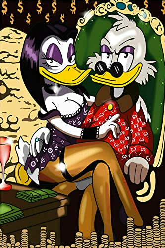 Magic Canvas Art - Bilder Dagobert Disney Pop Art Leinwandbild 1- teilig Hochwertiger Kunstdruck modern Wandbilder Wanddekoration Design Wand Bild, Größe: 75x50 cm