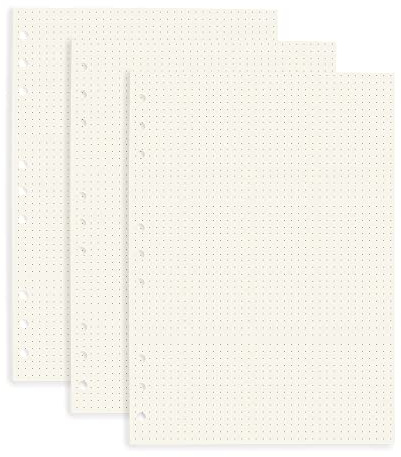 B5 gepunktetes Nachfüllpapier, 3 Stück, 120 Blatt/240 Seiten, 9-fach gelocht, Planer und Bindereinlage