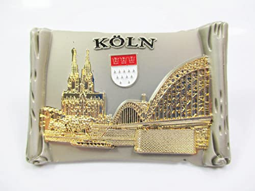Köln Dom Brücke Wappen Metall Magnet Schriftrolle Souvenir Germany