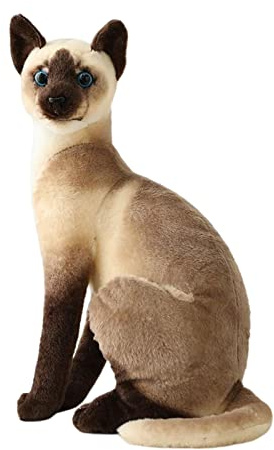 SM SunniMix Lebensechte Katze Plüsch, Katze Kuscheltier Echt Aussehend, Realistische Katze Kuscheltier Tabby Cat, Simulation Schlafende Kätzchen Spielzeug für Kinder, 32cm Siamkatze