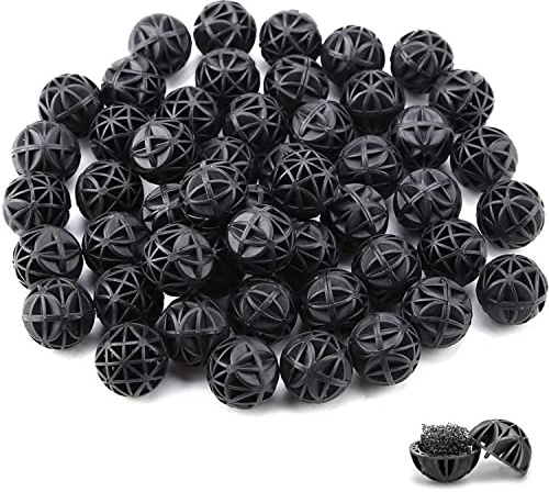Nobleza 114Pcs Bio Filtro, Poroso Bioquímico Filtro de Bola Medios Material del Filtro de Agua con Algodón para el Tanque de Peces Estanque Acuario
