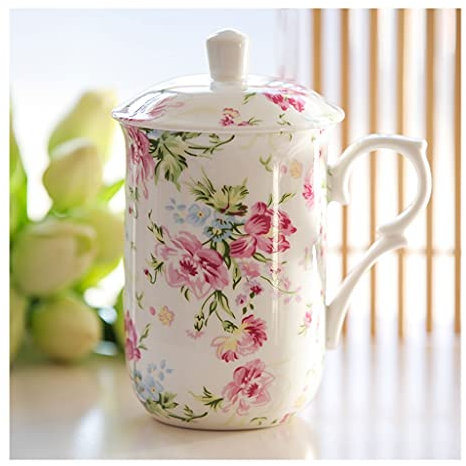 Mugs seCeramic Coffee Mugs,Ceramic Mug Ceramic Coffee Mug,Tea Cup for Ancient Style with Flowers and Home Dishwasher and Microwave Safe Large Coffee Mug with Cover Porcelain Cup