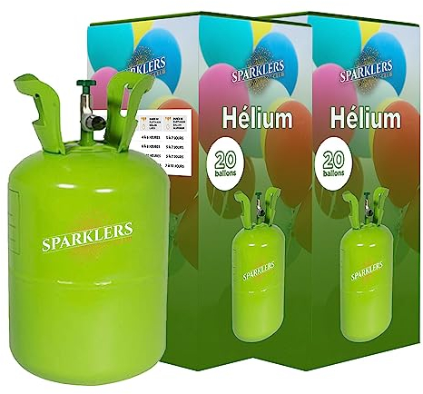 SPARKLERS CLUB® - 2 bottiglie a gas elio per 20 palloncini gonfiabili, 2 caramelle da 0,17 m3, bottiglia usa e getta, gonfia 40 palloncini per compleanno, matrimonio e festa, consegna 24 ore