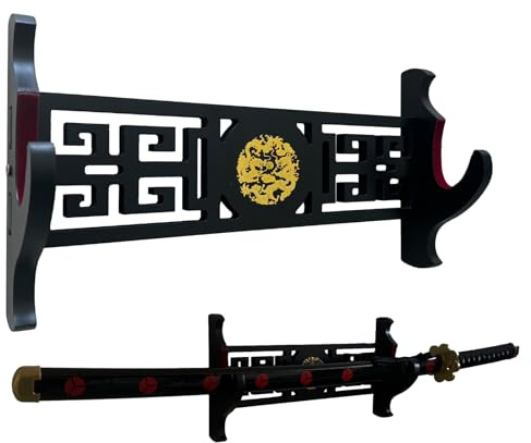 Z-fiber svärdhållare katana väggfäste 1-djur drake ikon sammet vadderad katanhållare samurajsvärd display hylla vägg ljussabel Wakizashi svärdstativ display hängare