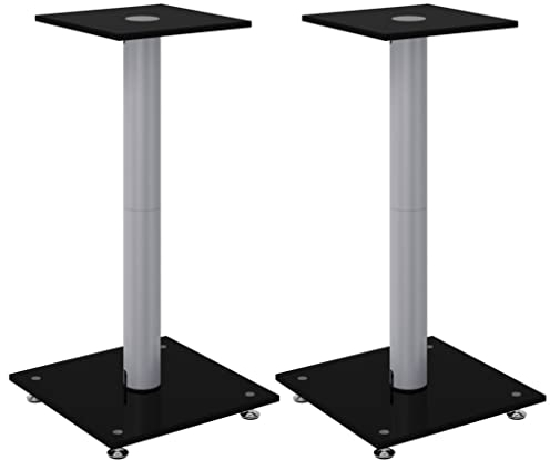 Tidyard Lautsprecherständer Lautsprecher-Ständer 2 STK.Boxenständer Audiozubehör Lautsprecherzubehör 25 x 25 x 55 cm (L x B x H) 1 Säule,Maximale Belastbarkeit (pro Stück):100 kg Aluminium,Hartglas