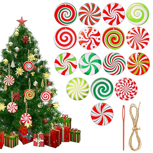 16 pezzi Decorazioni Natalizie Caramelle, Caramelle Albero Natale Decori Albero di Natale Caramelle Decorazioni Caramelle Compleanno Finte per l'Albero di Natale Ghirlanda, Colorato