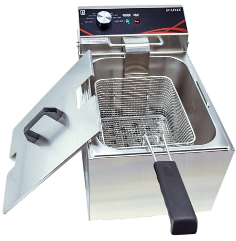DULNICE 8L friteuse electrique professionnelle INOX, Bouton de contrôle de température en métal, Friteuse électrique commerciale