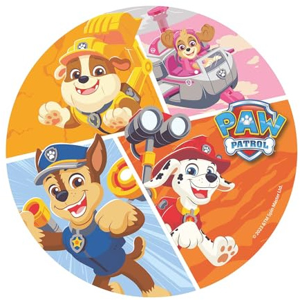Dekora, Paw Patrol Essbare Oblate, Geburtstagskuchendeko für Kinder, Runder Cake Topper 20 CM