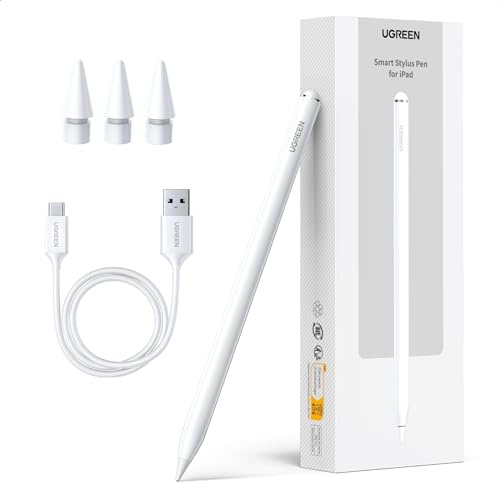 UGREEN Stylus Stift für iPad 2018-2024 mit USB-C Schnellladung Palm Rejection Neigungssensitivität, Stylus Pen Kompatibel mit iPad 10/9/8/7/6, iPad Pro 12.9/11, iPad Air 5/4/3, iPad mini 6/5 Gen