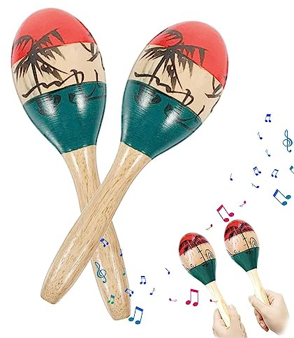 Par vuxna full storlek målade alm trä maracas, professionella maracas, trä rumba shake skallra handslagverk av sand av hammaren, latinskt slagverk musikinstrument Maraca