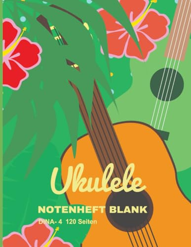 Ukulele Notenheft: Leeres Notenheft zum Ausfüllen mit Tabulatur, Akkordboxen und Liedtextzeilen für Ukulele Lieder | 8,5 x 11 (ähnlich DIN-A4)| 120 Seiten
