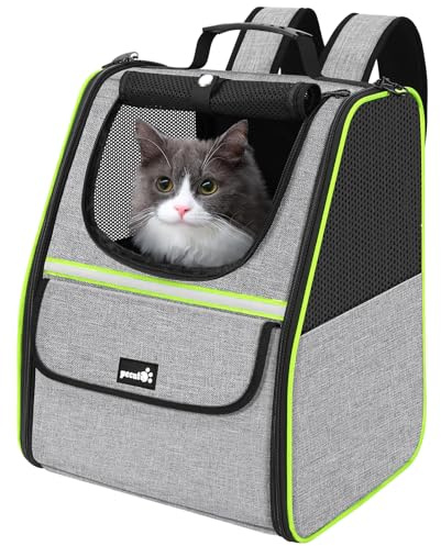 Pecute Cat Backpack Carrier, Small Dog Backpack Carrier, Pet Backpack Carrier for Cats Dogs Puppy Kitten, Cat Carrier Bag Carrying for Travel Hiking Bike Riding Walking Outdoor