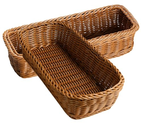 IMIKEYA 2pcs Plastic Woven Utensil Caddy Cutlery Holder Basket with Non-skid Lightweight Design for Dining Table and Windowsill Storage Organiser