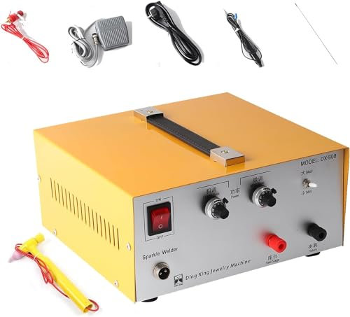 CHRISK Soldador por Puntos de joyería Máquina de Soldadura por Destellos de Pulso Máquina de Soldadura eléctrica Soldadura por Puntos Punto de joyería de Oro y Plata 80A 600W,110v