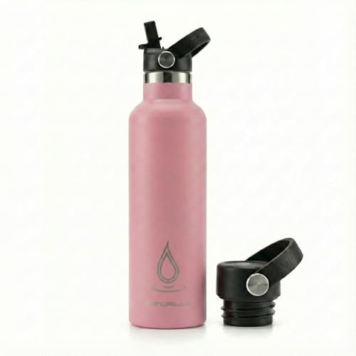 Mondello Insulated Stainless Steel Water Bottle with Straw & Strap (Pink, 750ml) – Double Wall Vacuum Flask, Leakproof BPA-Free Drinks Bottle for Hot & Cold