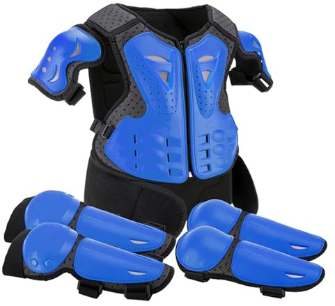 Motocross Body Armour Kids Motorbike Armour Shockproof Adjustable Protective Gear Impact Resistant for Dirtbike Bike Skateboard Motorcycle Gear, Blue 1 Set