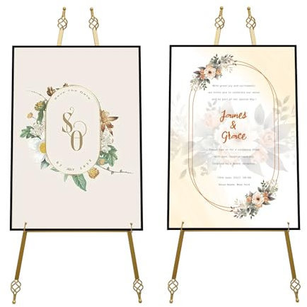 SICHENSH 2PS Willkommensschild Hochzeit Staffelei Ständer für Hochzeitsschild Poster Leinwand Ständer Poster Staffelei Künstler Staffelei Ständer Staffeleien für Displayhalter, 6 Einstellbare Löcher