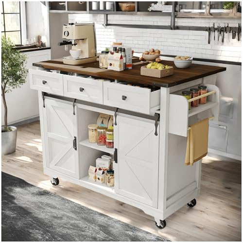 Sapgaks Buffet Salle a Manger avec 2 Portes coulissantes et 3 tiroirs,Chariot de Service avec Plan de Travail Extensible, Buffet Cuisine sur roulettes,Armoire de Cuisine,Blanc(140 x 45 x 94 cm)
