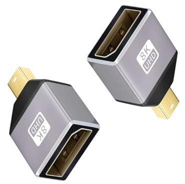 Duttek Lot de 2 Displayport Femelle vers Mini Displayport mâle, Adaptateur d'extension DP vers MDP 1.2, vidéo UHD 8K @ 60 Hz pour Ordinateur Portable