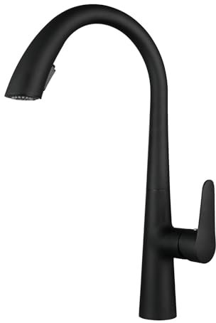 FQYEP Rubinetto Lavello Cucina con Doccetta Estraibile Rubinetto Cucina con 2 Modalità Miscelatore Cucina Monocomando Girevole a 360 ° Miscelatori Cucina Nero