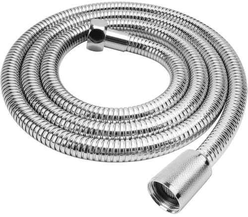 YOOZENA 1,5 m Edelstahl Flexibler Brauseschlauch Duschschlauch Duschschlauch, knickfestes Edelstahlrohr, Standard-G1/2-Kupferanschlüsse, Universalschlauch(Silber-1)