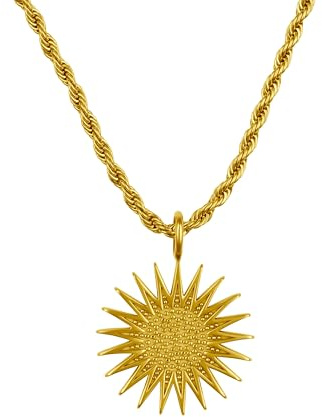 d'origine Kurdistan Sonne Kette Herren – Kurdisches Wappen (Edelstahl)