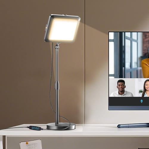 Video Conference Light for Computer, Soft Zoom Lighting for Laptop, Webcam, Home Office, Dimmable Desk Ring Lamp with Stand for Video Calling, Meeting,