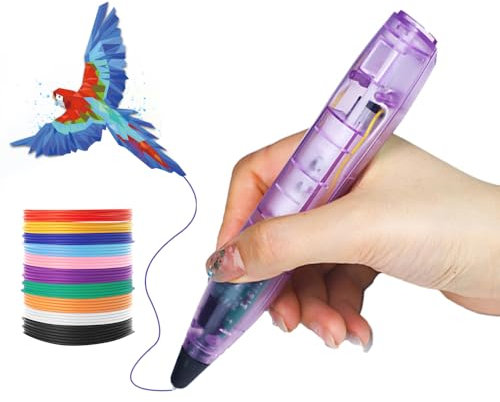 LIHUACHEN 3D Stift für Kinder Set mit 24 Farben PLA-Kunststoff Filament,PLA-kompatibler 3D-Druckstift (Purple)