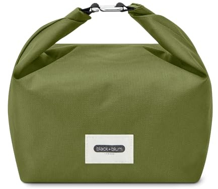 BLACK + BLUM Isolierte Lunchtasche | Rolltop | 6,7 L | Moos | 7,3 x 23cm | Recyceltes Material, auslaufsicher, Verstellbarer Gurt, BPA-frei, Leicht Tragbar, Arbeit & Picknick, hält kühl
