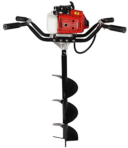 2-Person Auger 63cc 2-Stroke Post Hole Digger Earth Auger 2200W Two Man Post Hole Digger 7500rpm Fence Post Auger with150-250mm Bits Gas Powered Post Hole Digger