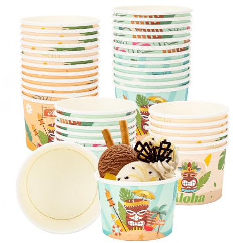 Eisbecher Karton, 24 Stück Einweg-240 ml Papier Eisbecher, Dessert Schalen für gefrorenen Joghurt, Getränke, Suppe (StyleB)