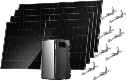 ECOFLOW Stream Ultra Solarspeicher mit 4X 500W Solarpanel und Halterung | Balkonkraftwerk mit Speicher 1,92kWh Speicher für Balkonkraftwerk, Komplettset für Garten und Flachdach, 11,52 kWh Kapazität