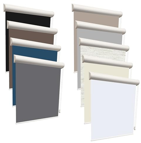 Thermorollo Kassettenrollo Verdunkelungsrollo Seitenzugrollo Tür Fenster Rollo Breite 40-170 cm zum Anschrauben und Kleben lichtundurchlässig Rückseitenbeschichtung Silber (110 x 180 cm, Grau)